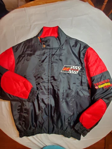 VTG Ernie Irvan Nutmeg Racing Jacket Men’s M Hits Back, Front, Both Sleeves Zip Cover