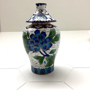 Chinesische Mini Messing Cloisonne Ingwer Glas Urne Blumen Vogel Miniatur Regal Dekor - Bild 1 von 17