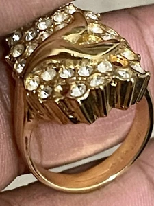 Gold filled ring women’s solid, loaded with dazzling white diamonds- Heavy- New - Picture 1 of 9
