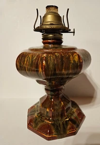 Handmade Ceramic Pottery Oil Lamp with brass eagle burner. ( no globe ) - Picture 1 of 6
