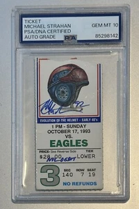 Michael Strahan Autograph Signed 10/17/93 Debut Ticket w/ NFL DEBUT- PSA 10 AUTO - Picture 1 of 2