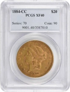 1884-CC $20 Gold Liberty Head EF40 PCGS - Picture 1 of 4
