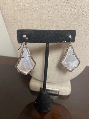 Kendra Scott Alex Ivory Mother of Pearl Shell Earrings Silver Tone - Image 1 of 4