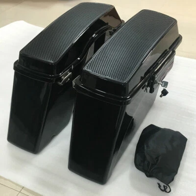 Hard Saddlebags w/ 6x9" Speaker Lid Latch For Harley Touring Street Glide 94-13 - Image 1 of 4