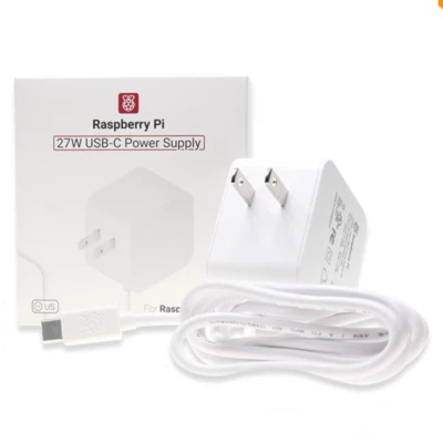 27W USB-C Raspberry Pi 5 Official Power Supply Adapter 5V 5A White US UK EU Plug - Image 1 of 4