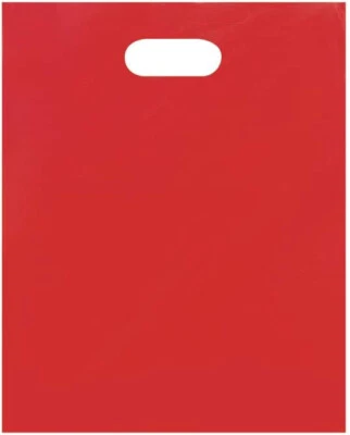 Bolsas de plástico 1000 asas troqueladas rojas compras mercancía minorista 12" x 15" de alto Foto 1 de 4