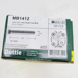 Caja de 100 - Pernos de grifo de cabeza hexagonal Dottie MB1412 1/4 "X 1/2" chapados en zinc - NUEVO - Imagen 1 de 3