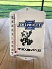 CHEVROLET Felix PORCELAIN OIL GAS THERMOMETER DEALERSHIP SALES AND SERVICE SIGN