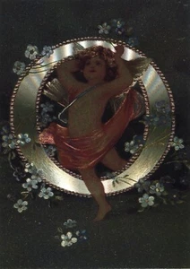 Alfabeto•Carta O•Ángel Oro y Plata Flores POSTAL 1969 - Imagen 1 de 1