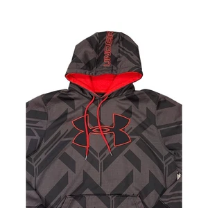 Under Armour Sweatshirt Mens Size Large Black Loose Fit Fleece Hoodie Pullover - Picture 1 of 10