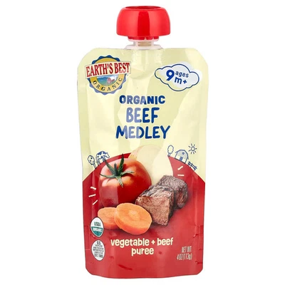 Vegetal orgânico + purê de carne, idades 9+ meses, medley de carne, 4 oz (113 g) - Imagem 1 de 2