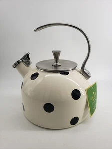 Bollitore per tè fischietto a pois Kate Spade New York by Lenox - bianco con punti neri - Foto 1 di 8