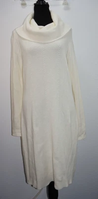 Ralph Lauren Marfil Beige Suéter Vestido Midi Mujer Talla XL Capucha Cuello Tortuga Foto 1 de 4