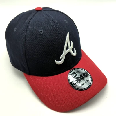 Atlanta Braves hat blue adjustable cap red brim New Era 9Forty design - Image 1 of 4