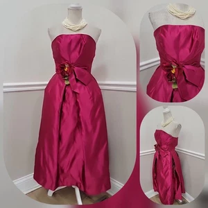 VTG'50s Saks Fifth Avenue/New Look Style/Strapless Fuchsia Taffeta Party Dress - Picture 1 of 14