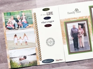 Páginas de álbum de recortes familiar, páginas familiares prefabricadas, diseños de álbum de recortes familiar - Imagen 1 de 9