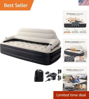 Sofá Colchón de Aire Doble Beige con Respaldo Ajustable y Bomba - Diseño Portátil Foto 1 de 4