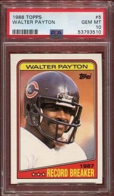 1988 Topps Walter Payton #5 HOF PSA 10 - Image 1 of 2