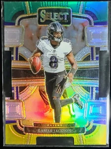 Fútbol americano Panini Select 2023 Lamar Jackson Concourse verde amarillo troquelado cuervos - Imagen 1 de 2