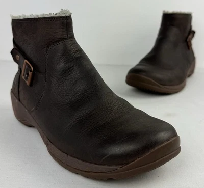 Bota Merrell Encore Mid para mujer 7,5 EU 38 cuero marrón con cremallera al tobillo agarre seleccionado Foto 1 de 4