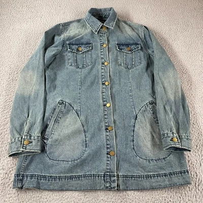 Jaqueta The J Peterman Company azul denim longo XL bolsos manga longa - Imagem 1 de 4