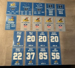 3 Sizes - DETROIT LIONS Championship & Retired # DECAL BANNERS - Picture 1 of 7