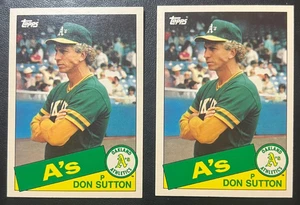 (2) 1985 Topps negociado béisbol #116T Don Sutton Salón de la fama Oakland A's casi como nuevo-como nuevo - Imagen 1 de 2