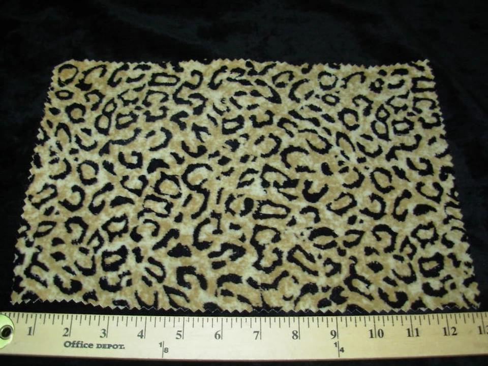 13X9 INCHES VELVET WITH BACKING LEOPARD CAT SPOTS UPHOLSTERY FABRIC - Image 1 of 2