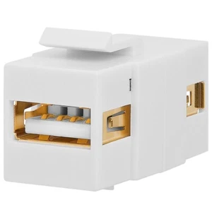 USB-A Keystone Jack Female to Female Coupler Insert Flush Type Gold Plated White - Picture 1 of 2