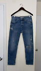 Zara Men's Denim Blue Distressed Skinny Jeans With Ripped Details Size 32
