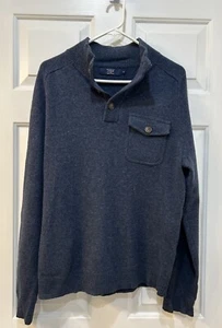 J. Crew 100 % Lammwolle Pullover mit Stehkragen blau meliert Stricktasche Herren Gr. M - Bild 1 von 7