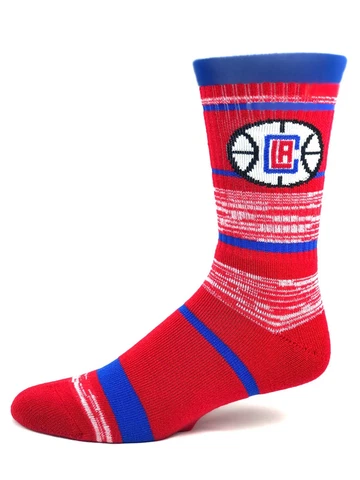 Los Angeles Clippers Basketball Red RMC & Blue 504 Stripe Deuce Crew Socks Cover