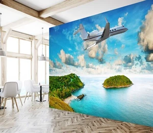 3D Ocean Plane G1244 Transport Wallpaper Mural Self-adhesive Removable Honey - Picture 1 of 8