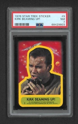1976 Topps Star Trek Sticker = Kirk beaming Up #9 = PSA 7 NM - Image 1 of 2