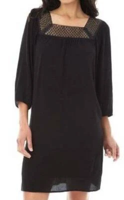 Womens Dress AB Studio Black Shift 3/4 Sleeve Crochet Neck Lined-size M - Image 1 of 4