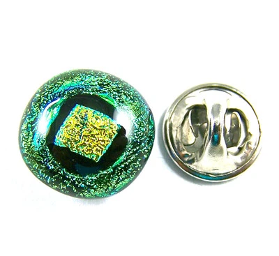 DICHROIC стекла галстук STICK лацкан Flair заколка лайм зеленый золотой горошек 12 мм 1/2 официальный износ - Изображение 1 из 4