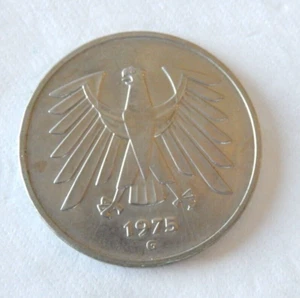 1975 G Germany 5 Mark Coin , Uncirculated KM#140.1 - Picture 1 of 3