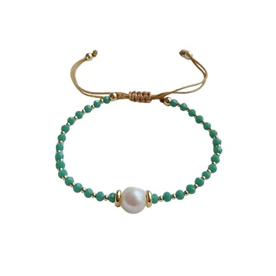 Pulsera azul turquesa con cuentas de vidrio y perlas Foto 1 de 2