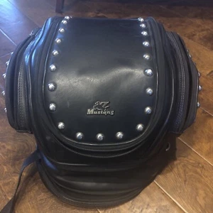 Mustage Motocycle Leather Studded Saddle Bag Black Approx. 14x14x10” (G21a) - Picture 1 of 12