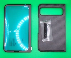Funda con soporte plegable Google Pixel con vidrio templado (patrón de fibra de carbono)-negra - Imagen 1 de 7