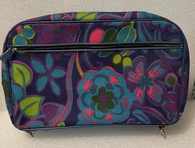 VTG Retro 1960s 1970s Flower Hippie Travel Bag Suitcase Luggage w Key - Image 1 of 4