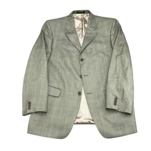Jones New York Blazer Men 42R Brown Multi Plaid Wool Silk Classic Career Jacket - Picture 1 of 14