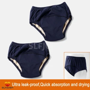 2Pack Men Women Incontinence Underwear Reusable Breathable Leak Protection Blue - Picture 1 of 20