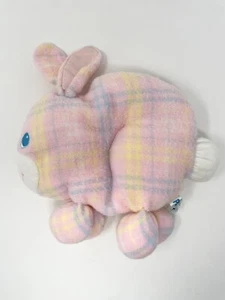Playskool Pastell Rosa Kariert Hase Kaninchen Decken Kissen Lovey Plüsch Vintage 1987 - Bild 1 von 12