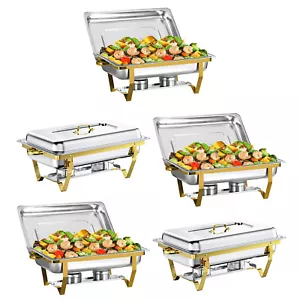 Gold Chafing Dishes für Buffet, 8 Quart hochwertig 5er Pack Chafing Dish Buffet Set - Bild 1 von 8