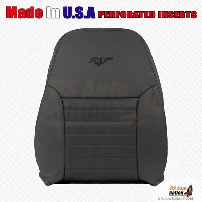 1999 - 2004 Ford Mustang GT Front Driver Top Perforated Leather Seat Cover Black - Image 1 of 4
