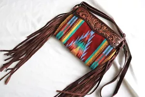 American Darling Saddle Crossbody-Western Fringe Tooled Leather Bag Women - NWOT - Picture 1 of 15