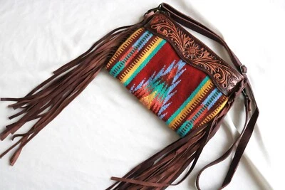 American Darling Saddle Crossbody-Western Fringe Tooled Leather Bag Women - NWOT - Image 1 of 4