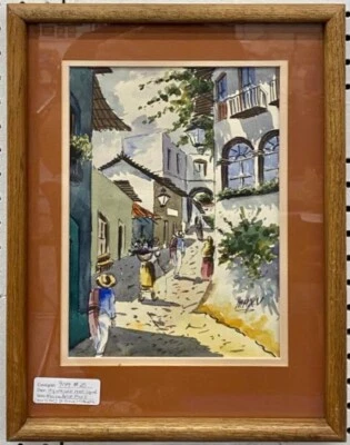 Max Vidal * Hermosa * Vibrante * Enmarcada Mediados de Siglo Original Bellas Artes Acuarela Foto 1 de 4