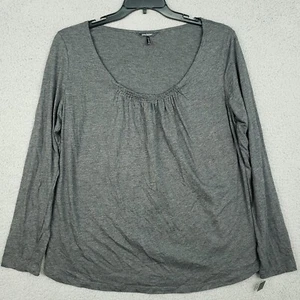 Daisy Fuentes Tops Womens XL Charcoal Heather Long Sleeve Pullover Scoop Neck - Picture 1 of 8